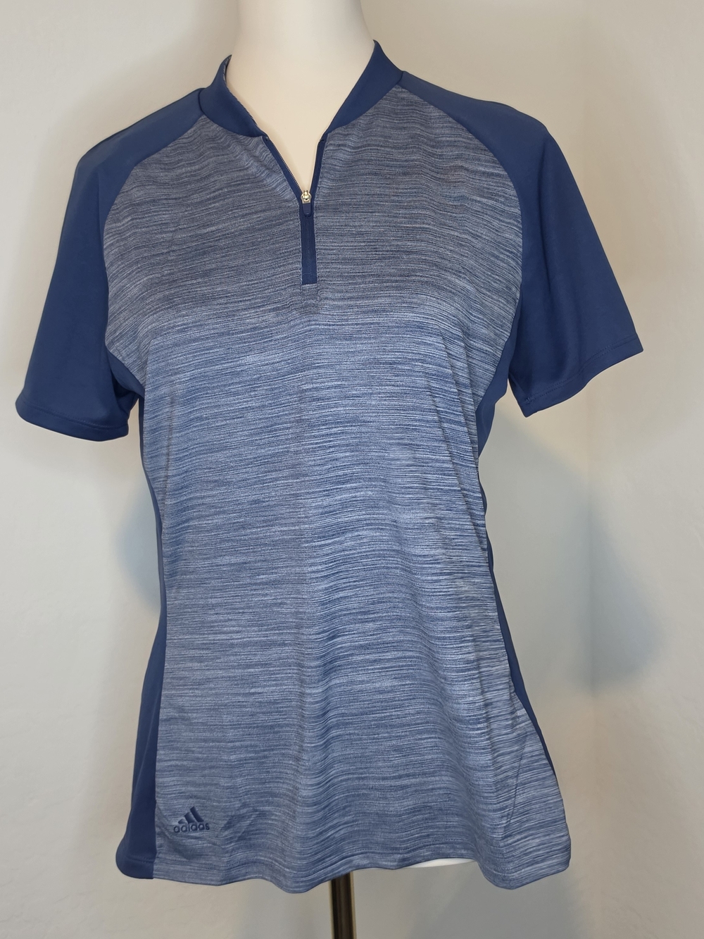 NWT Adidas 1/4 Zip Women's Golf Polo Shirt Blue & Gray Size Medium